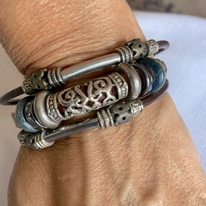 Leather Sterling Silver Bracelet